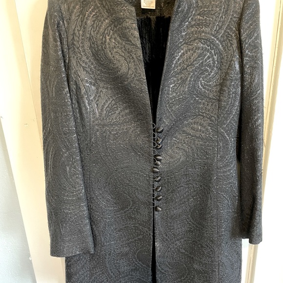 Franco Mirabelli pant suit. Jet black , metallic thread & Velvet pants. Size 10 - Picture 3 of 11